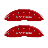 MGP 4 Caliper Covers Engraved Front & Rear I-Vtec Red Finish Silver Char 2017 Acura ILX