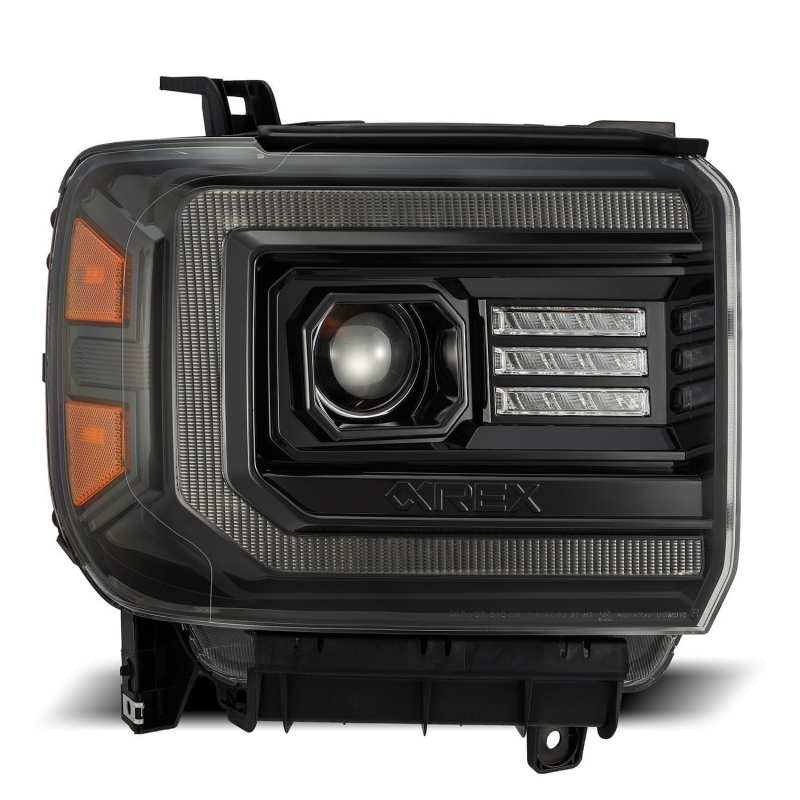 AlphaRex 14-18 GMC Sierra LUXX LED Proj Headlights Plnk Style Alpha Blk w/Activ Light/Seq Signal/DRL AlphaRex 14-18 GMC Sierra LUXX LED Proj Headlights Plnk Style Alpha Blk w/Activ Light/Seq Signal/DRL