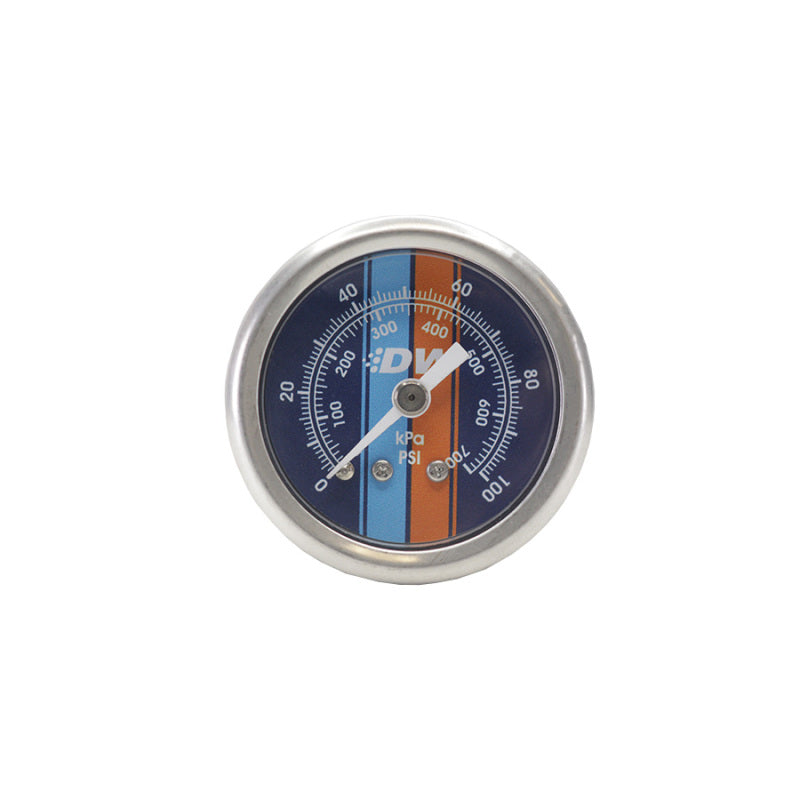 DeatschWerks 0-100 PSI 1/8in NPT Mechanical Fuel Pressure Gauge Brushed Housing Blue Face DeatschWerks 0-100 PSI 1/8in NPT Mechanical Fuel Pressure Gauge Brushed Housing Blue Face