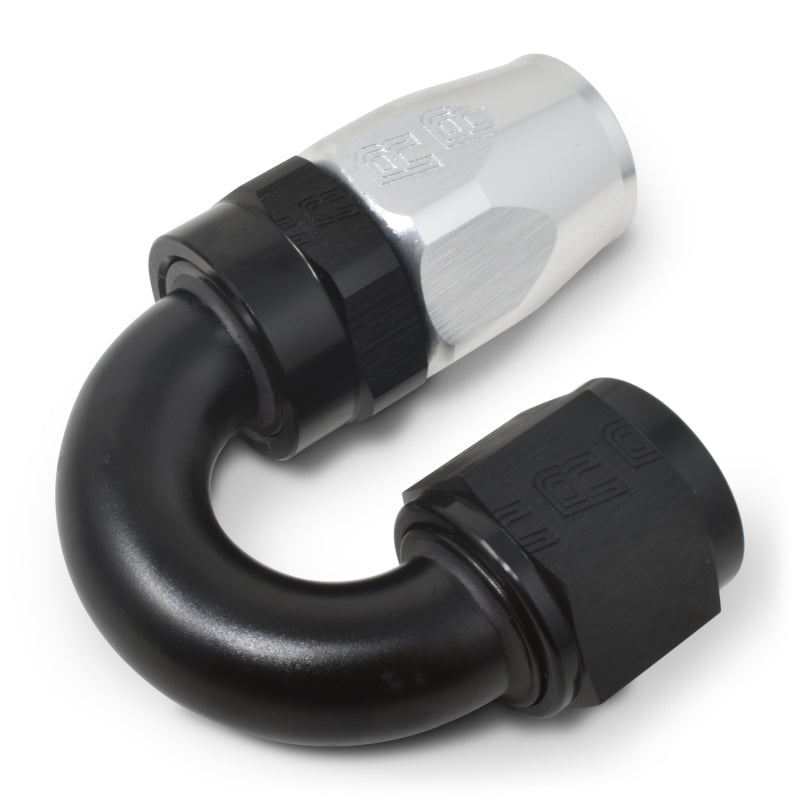 Russell Performance -10 AN Black/Silver 180 Degree Tight Radius Full Flow Swivel Hose End Russell Performance -10 AN Black/Silver 180 Degree Tight Radius Full Flow Swivel Hose End