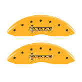 MGP 4 Caliper Covers Engraved Front Lincoln Engraved Rear MKS Yellow finish black ch