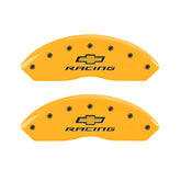 MGP 4 Caliper Covers Engraved F & R Chevy Racing Yellow Finish Black Char 2017 Chevrolet Camaro