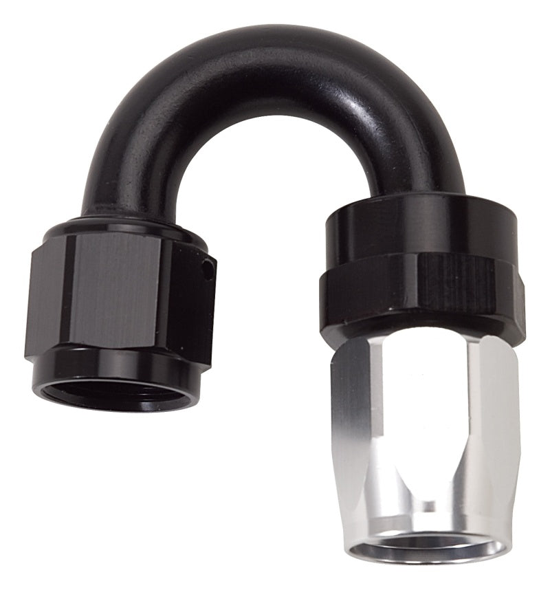 Russell Performance -10 AN Black/Silver 180 Degree Tight Radius Full Flow Swivel Hose End Russell Performance -10 AN Black/Silver 180 Degree Tight Radius Full Flow Swivel Hose End