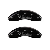 MGP 4 Caliper Covers Engraved Front & Rear Cursive/Cadillac Black finish silver ch