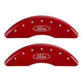 MGP 4 Caliper Covers Engraved Front & Rear Oval logo/Ford Red finish silver ch