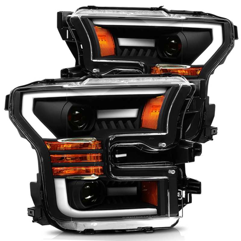 AlphaRex 15-17 Ford F-150 PRO-Series Projector Headlights Plank Style Black w/Activ Light/Seq Signal AlphaRex 15-17 Ford F-150 PRO-Series Projector Headlights Plank Style Black w/Activ Light/Seq Signal