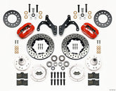 Wilwood Forged Dynalite Front Kit 11.00in Drill-Red 65-68 Chevy Impala -Drum Spindle