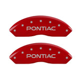MGP 4 Caliper Covers Engraved Front & Rear 06-09 Pontiac Solstice Red Finish Silver Pontiac Logo