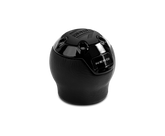 Momo Nero Shift Knob - Black Leather, Black Chrome Insert, with Reverse Lockout
