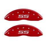 MGP 4 Caliper Covers Engraved Front & Rear Monte Carlo style/SS Red finish silver ch