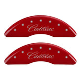 MGP 4 Caliper Covers Engraved Front & Rear Cursive/Cadillac Red Finish Silver Char 2016 Cadillac CT6