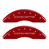 MGP 4 Caliper Covers Engraved Front C6/Corvette Engraved Rear C6/Z06 Red finish silver ch