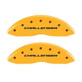 MGP 4 Caliper Covers Engrvd Front Block/Challenger Engrvd Rear Vintage Style/RT Yellow fnsh Blk ch
