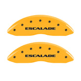 MGP 4 Caliper Covers Engraved Front Escalade Engraved Rear EXT Yellow finish black ch