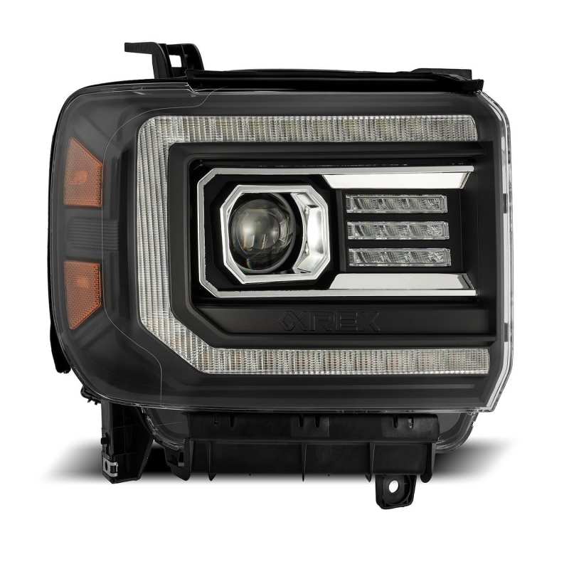 AlphaRex 14-18 GMC Sierra PRO-Series Proj Headlights Plank Style Black w/Activ Light/Seq Signal/DRL AlphaRex 14-18 GMC Sierra PRO-Series Proj Headlights Plank Style Black w/Activ Light/Seq Signal/DRL