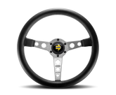 Momo Prototipo Steering Wheel 350 mm - Black Leather/Wht Stitch/Brshd Spokes