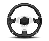 Momo Millenium Steering Wheel 350 mm - Black Leather/Black Stitch/Brshd Spokes