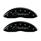 MGP 4 Caliper Covers Engraved Front & Rear Cursive/Challenger Black finish silver ch
