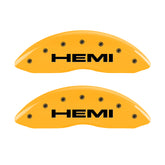 MGP 4 Caliper Covers Engraved Front & Rear Hemi Yellow finish black ch