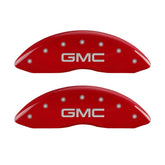MGP Front set 2 Caliper Covers Engraved Front GMC Red finish silver ch