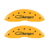 MGP 4 Caliper Covers Engraved F & R Cursive/Charger Yellow Finish Black Char 2006 Dodge Charger