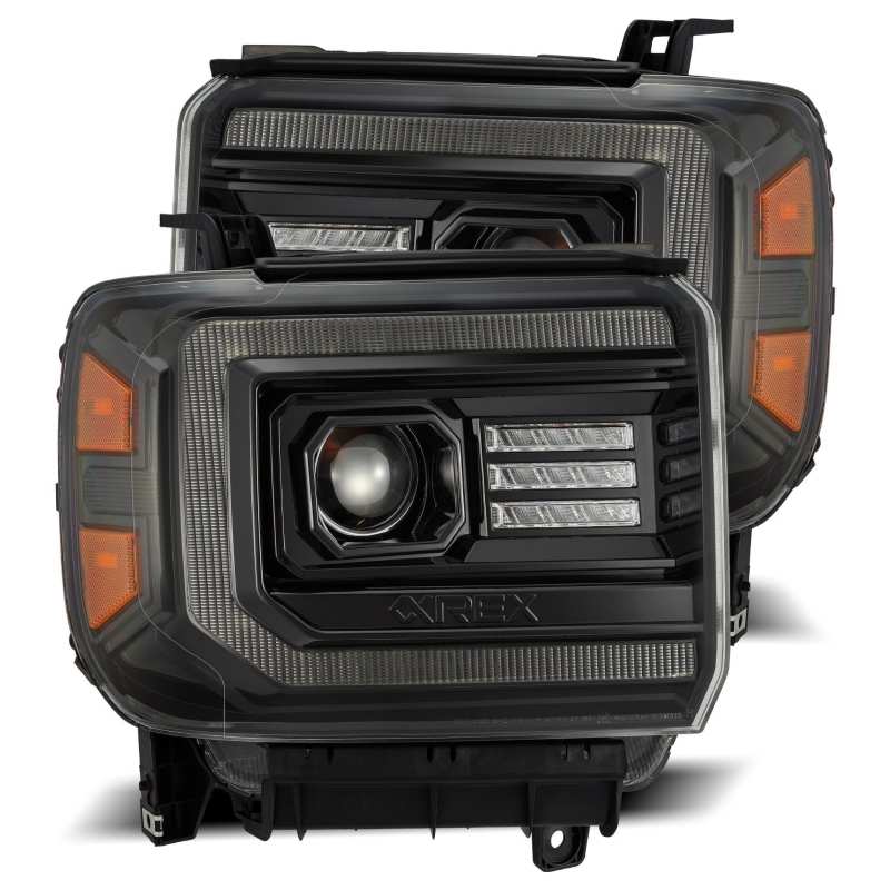 AlphaRex 14-18 GMC Sierra PRO-Series Proj Headlights Plank Alpha Blk w/Activ Light/Seq Signal/DRL AlphaRex 14-18 GMC Sierra PRO-Series Proj Headlights Plank Alpha Blk w/Activ Light/Seq Signal/DRL