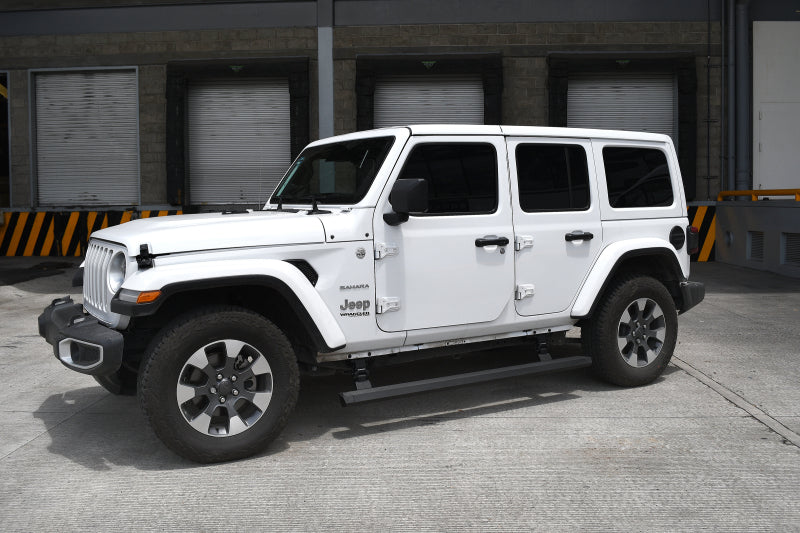 Go Rhino 18-23 Jeep Wrangler 4dr E-BOARD E1 Electric Running Board Kit (Drilling Req.) - Tex. Blk Go Rhino 18-23 Jeep Wrangler 4dr E-BOARD E1 Electric Running Board Kit (Drilling Req.) - Tex. Blk