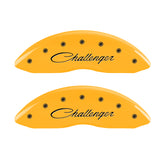 MGP 4 Caliper Covers Engraved Front Cursive/Challenger Engraved Rear RT Yellow finish black ch