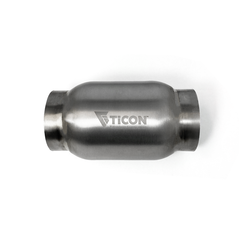 Ticon Industries 2.5in Inlet/Outlet 3.5in Body x 7in OAL Titanium Bullet Resonator Ticon Industries 2.5in Inlet/Outlet 3.5in Body x 7in OAL Titanium Bullet Resonator