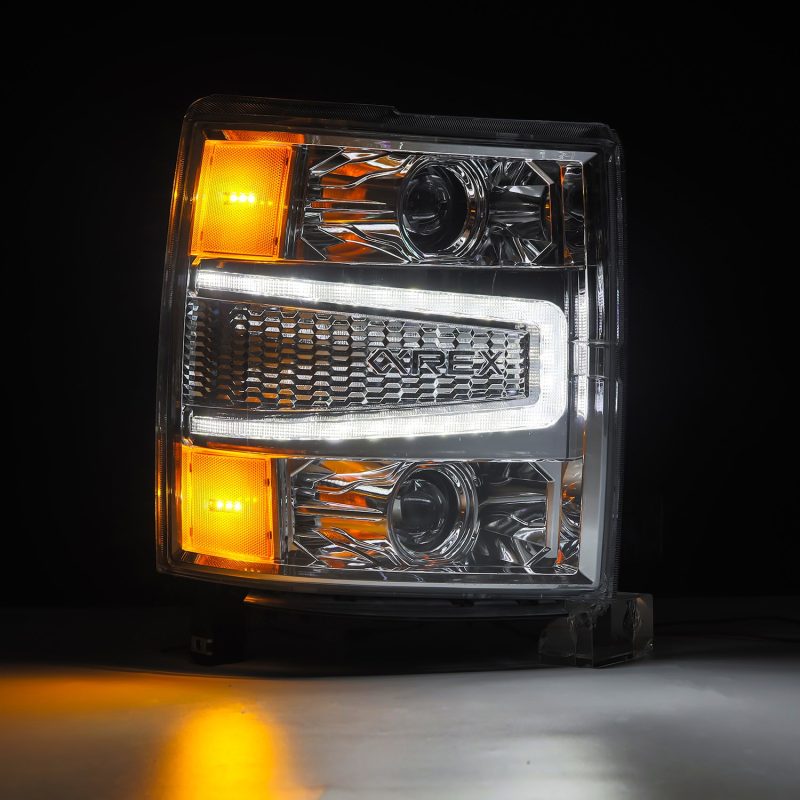 AlphaRex 14-15 Chevy 1500 PRO-Series Projector Headlights Chrome w/Sequential Signal &  DRL AlphaRex 14-15 Chevy 1500 PRO-Series Projector Headlights Chrome w/Sequential Signal &  DRL