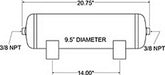 Firestone Air Tank 5 Gallon 9.5in. x 20.7in. Length (2) 3/8in. NPT 150 PSI Max - Black (WR17609231)