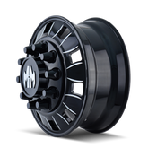 Mayhem 8180 BigRig 22.5x8.25/10x285.75 BP/169mm Offset/220.1mm Hub Front Black w/Milled Spokes Wheel