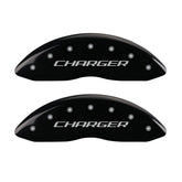 MGP 4 Caliper Covers Engraved Front Charger Rear RT Black Finish Silver Char 2016 Dodge Challenger