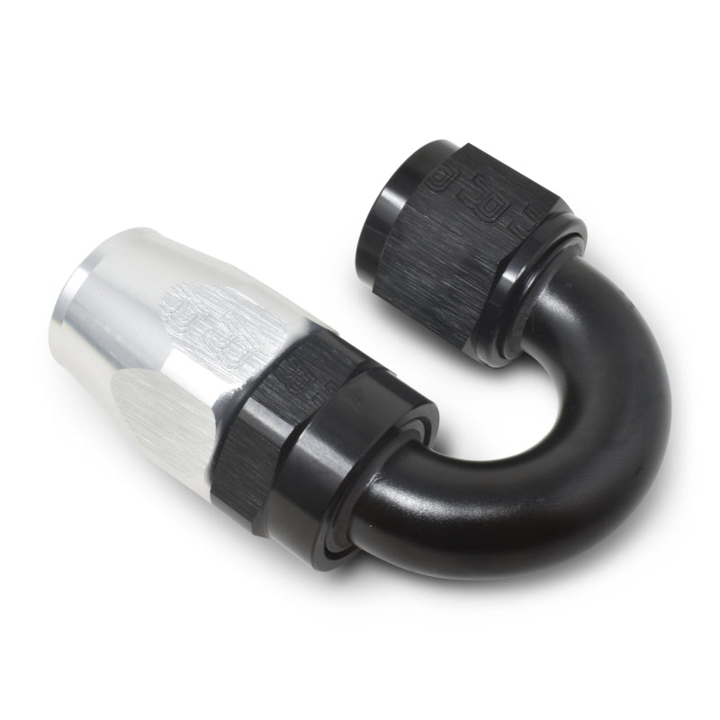 Russell Performance -10 AN Black/Silver 180 Degree Tight Radius Full Flow Swivel Hose End Russell Performance -10 AN Black/Silver 180 Degree Tight Radius Full Flow Swivel Hose End