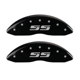 MGP 4 Caliper Covers Engraved Front & Rear Silverado style/SS Black finish silver ch