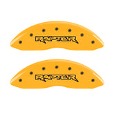 MGP 4 Caliper Covers Engraved Front & Rear Raptor Yellow Finish Black Char 2011 Ford F-150