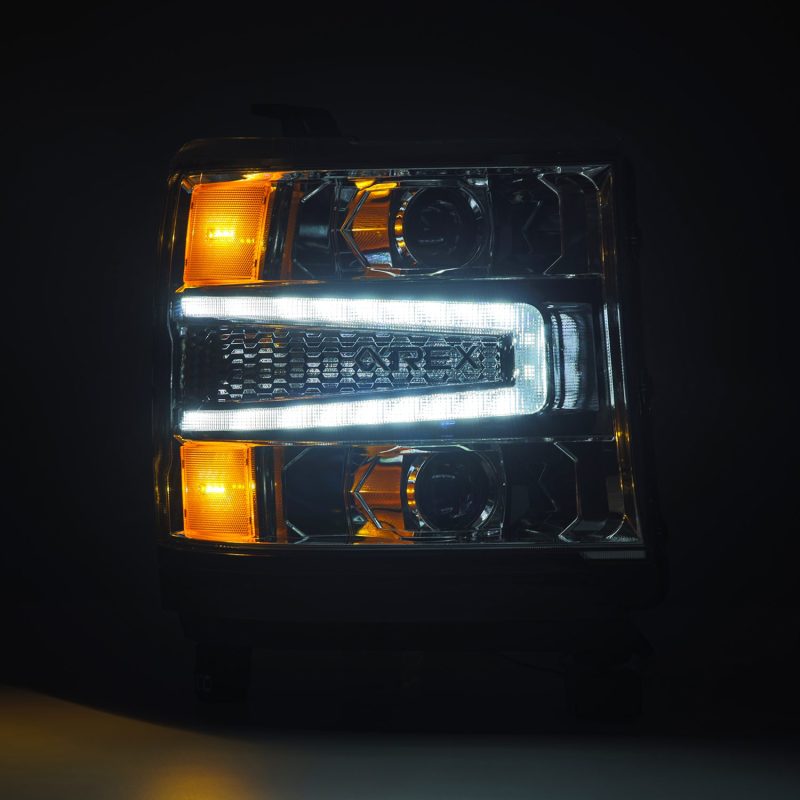 AlphaRex 16-18 Chevy 1500HD LUXX LED Proj Headlights Chrome w/Seq Actv Lgt / Seq Sig (Req PN 810023) AlphaRex 16-18 Chevy 1500HD LUXX LED Proj Headlights Chrome w/Seq Actv Lgt / Seq Sig (Req PN 810023)