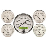 Autometer Old Tyme White 5 Pc Kit-Elec Speed(Km/H)/Elec Oil Press/Water Temp/Volt/Fuel Level