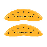 MGP 4 Caliper Covers Engraved Front & Rear Block/Charger Yellow finish black ch