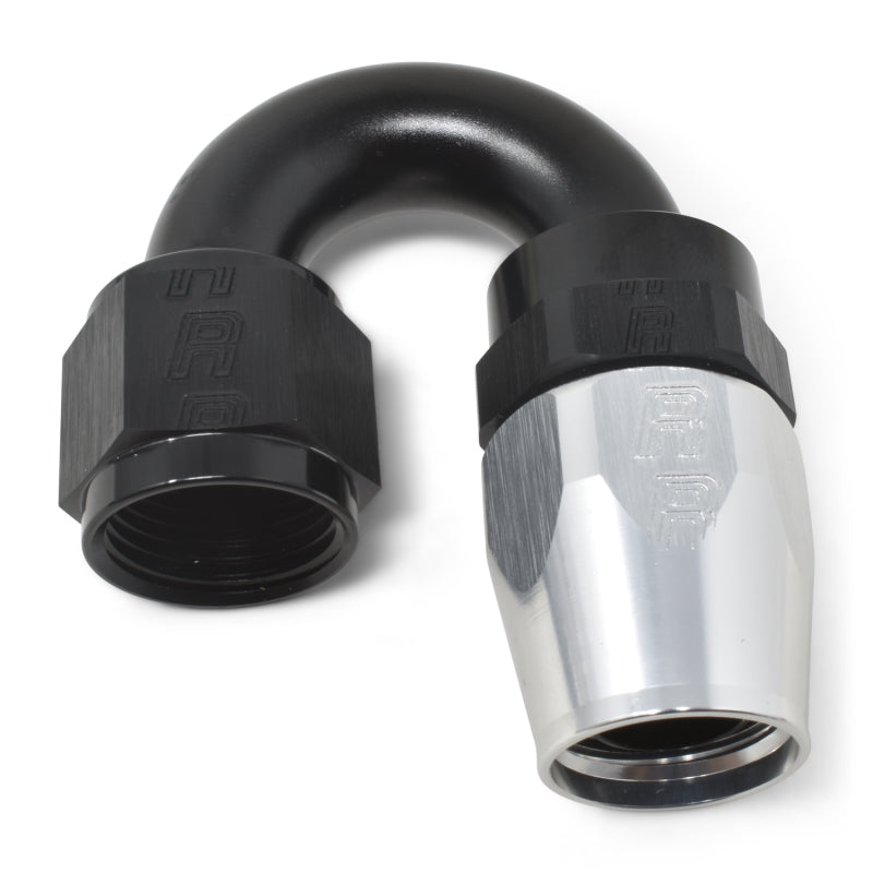 Russell Performance -10 AN Black/Silver 180 Degree Tight Radius Full Flow Swivel Hose End Russell Performance -10 AN Black/Silver 180 Degree Tight Radius Full Flow Swivel Hose End