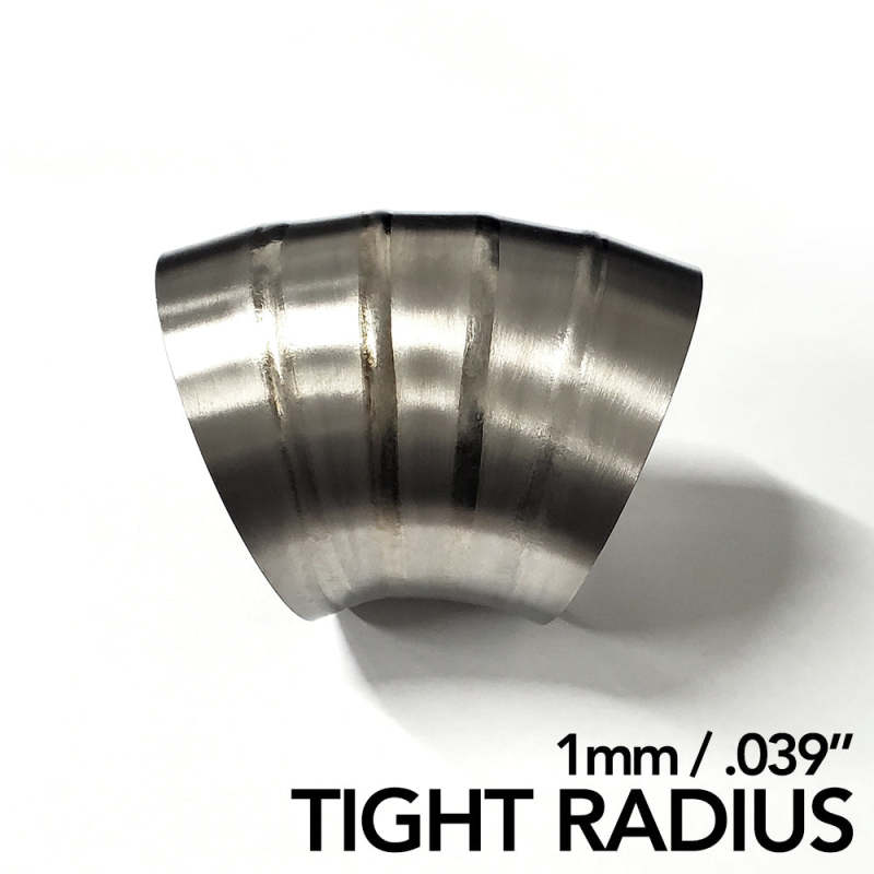 Ticon Industries 2.5in Dia 1.26D Tight Rad 45Deg Bend 1.2mm/.047in Pre Welded Titanium Pie Cut - 5pk Ticon Industries 2.5in Dia 1.26D Tight Rad 45Deg Bend 1.2mm/.047in Pre Welded Titanium Pie Cut - 5pk