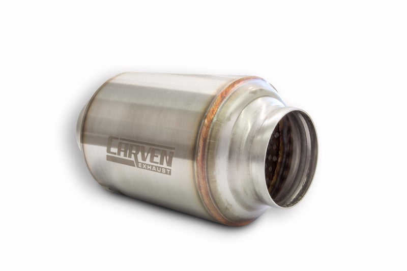 Carven Universal Carven-R Performance Muffler 304SS 3in. Inlet / 10.5in. OL / 5in. OD Carven Universal Carven-R Performance Muffler 304SS 3in. Inlet / 10.5in. OL / 5in. OD