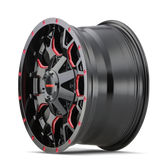 Mayhem 8015 Warrior 18x9 / 8x165.1 BP / 18mm Offset / 130.8mm Hub Black w/ Prism Red Wheel