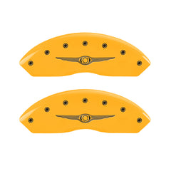 MGP 4 Caliper Covers Engraved Front & Rear Style 1/Chrysler Wing Yellow finish black ch