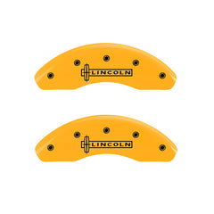 MGP 4 Caliper Covers Engraved Front Lincoln Rear Star Logo Yellow Finish Black Char 2011 Lincoln MKZ