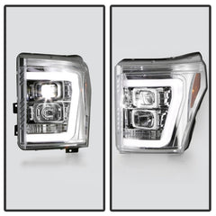 Spyder Ford F250/350/450 11-16 V2 High-Power LED Headlights-White Light Bar-Chrome PRO-YD-FS11V2PL-C