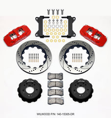 Wilwood AERO6 Front Hat Kit 14.00 Drilled Red 63-87 C10 w/ Wilwood Pro Spindles