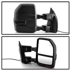 xTune 99-07 Ford SuperDuty Heated LED Telescoping Pwr Mirrors-Smk (Pair) (MIR-FDSD99S-G4-PW-RSM-SET)