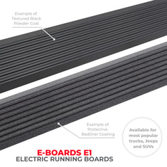 Go Rhino 18-23 Jeep Wrangler 2dr E-BOARD E1 Electric Running Board Kit (No Drill) - Bedliner Coating