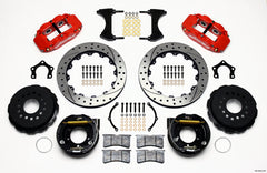Wilwood Narrow Superlite 4R Rear P-Brk Kit 12.88in Drilled Red Mopar/Dana 2.36in Off w/Snap Ring